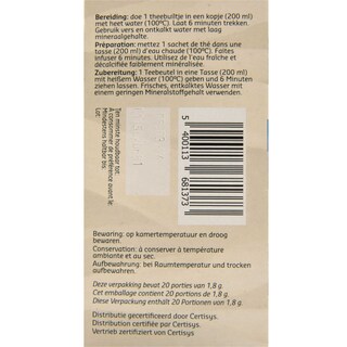 Delhaize | Bio | Tisane | Ventre plat | Sachets | Bio 20 x 1,8 gr