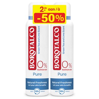 Borotalco | Deo Spray | Pure Natural | 2ième 50% 2 x 15 cl