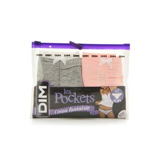 Dim | Paris | Slips Pocket coton Fant | gris/rose | 44/46 