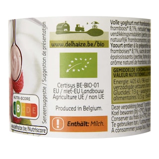 Delhaize | Bio | Framboos | Magere yoghurt | 3+1 gratis|  Bio 