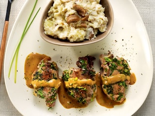 Côtelettes de faisan aux herbes et stoemp aux marrons