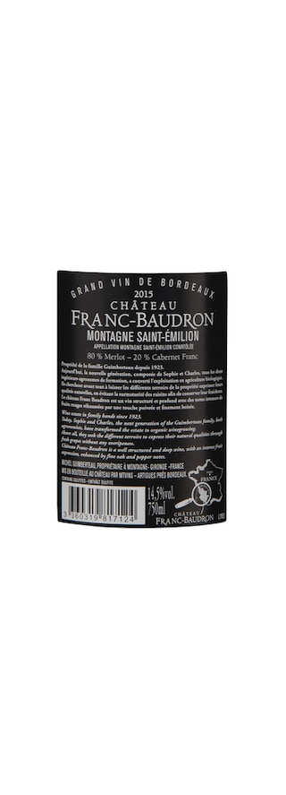 France - Frankrijk | Bordeaux - Montagne St Emilion | Château Franc Baudron 2015 Rouge | Bio 