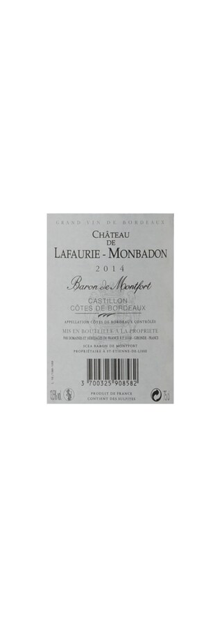 France - Frankrijk | Bordeaux - Côtes de Bordeaux | Château de Lafaurie Monbadon 2014 Rood | Bio 