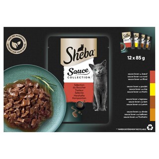 Sheba | Mini Filets | Aliment chat | Sauce | Mix Viande 12 x 85 gr