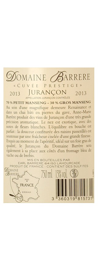 FR SUD-OUEST JURANCON | Domaine Barrere 13 Blanc 