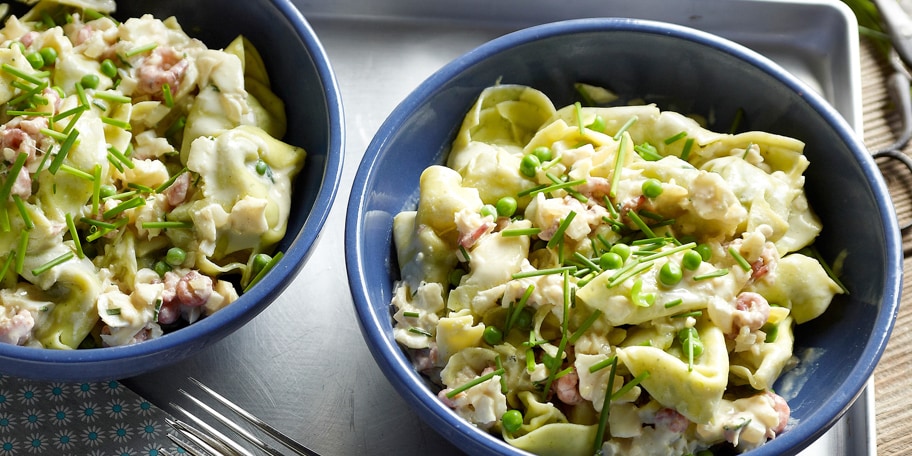 Tortellini met vis en grijze garnalen