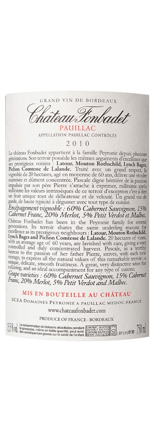 Bordeaux - Pauillac | Château Fonbadet 2010 | Rood 