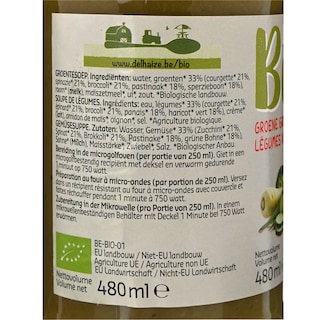 Delhaize | Bio | Soupe | Légumes verts | Bio 