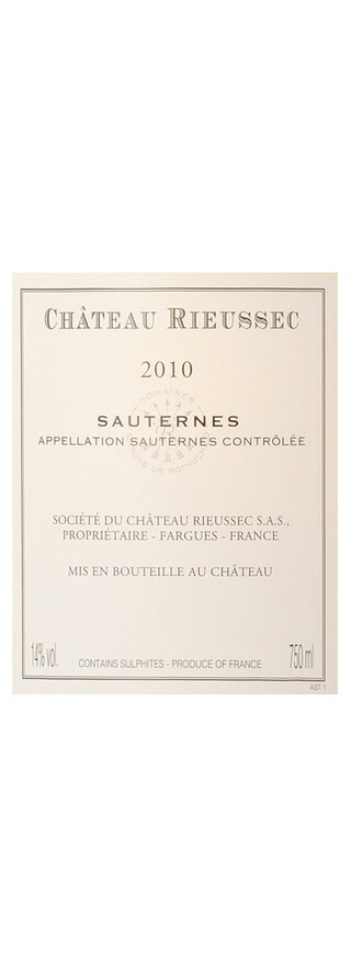 France - Frankrijk | Bordeaux - Sauternes | Château Rieussec | 2010 | Blanc 