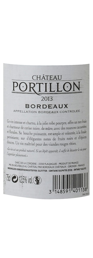 FR BORDEAUX BORDEAUX AC | Bordeaux AC | Château Portillon 2013 Rouge 