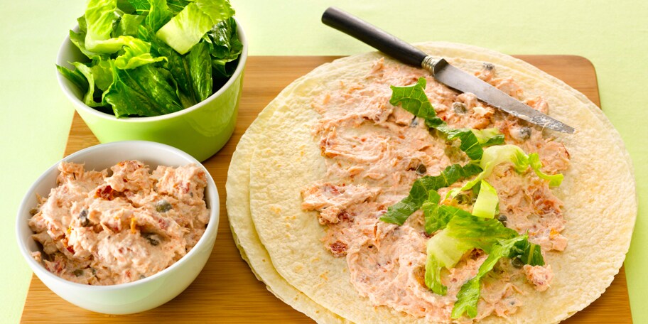 Wraps met zalm en ricotta