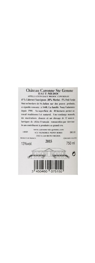 France - Frankrijk | Bordeaux - Haut Médoc | Château Caronne Ste Gemme 2015 Rouge 