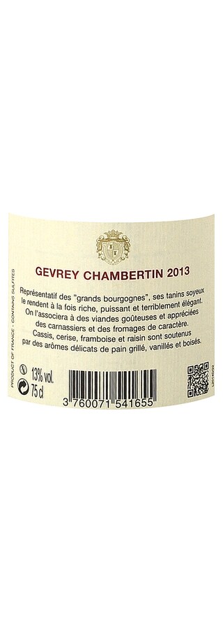 FR BOURGOGNE COTE DE NUITS | Côte de Nuits | Gevrey Chambertin AC 2013 