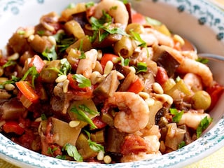 Caponata met garnalen