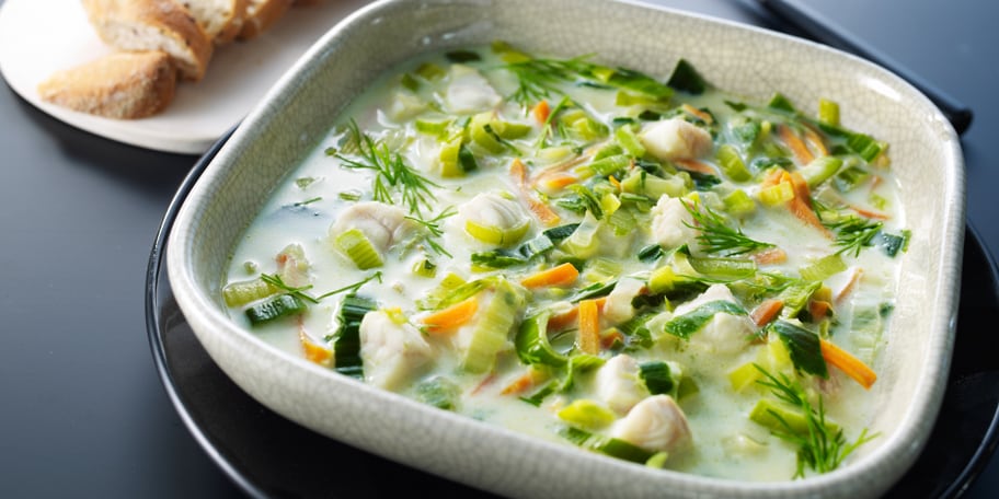 Soupe de poisson aux petits légumes