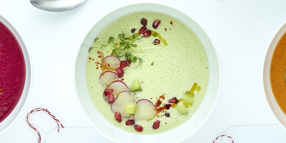 Gazpacho van komkommer met Griekse yoghurt