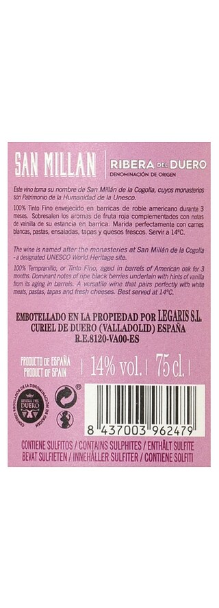 Espagne - Spanje | Ribera Del Duero | San Millan Tinto Fino 15 Rouge 