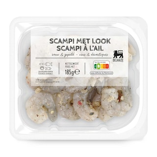 Delhaize | Scampis | Crus | Décortiqués | Ail 185 gr