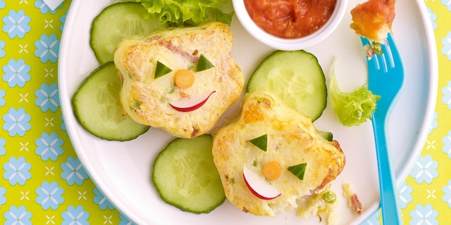 Petits gâteaux de riz au jambon et aux légumes