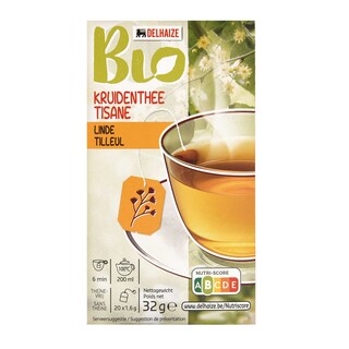Delhaize | Bio | Tisane | Tilleul | Sachets | Bio 20 x 1,6 gr