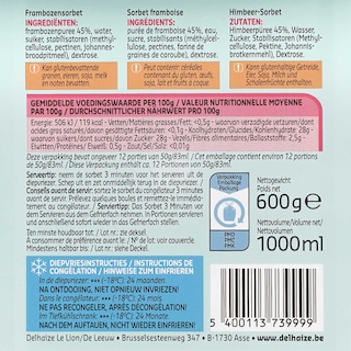 Delhaize | Sorbet | Framboos 