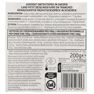 Delhaize | Gerookt ontbijtspek 2x100g 