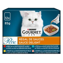 Gourmet | Perle | Aliment Chat | Adulte | Régal en Sauce | Boeuf 12 x 85 gr