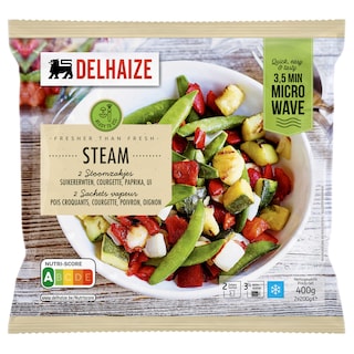 Delhaize | Sachet vapeur | Courgette | Pois gourmand 2 x 200 gr