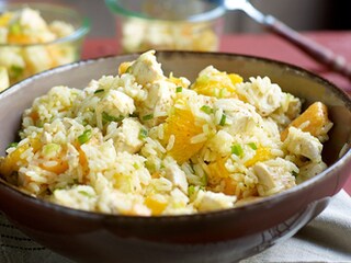 Salade de riz au poulet et au melon