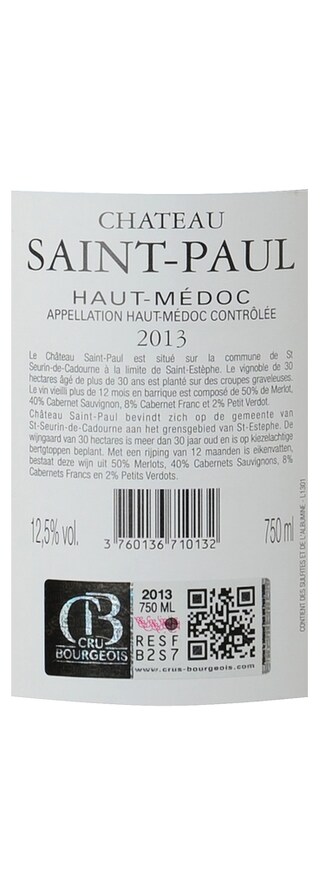 FR BORDEAUX HAUT MEDOC | Château Saint Paul 2014 
