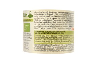 Delhaize | Bio | Riz au lait | Vanille | Bio 150 gr