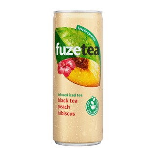 Fuze Tea | Black Tea | Zwarte thee | Niet bruisend | Perzik Hibiscus | Blik | Eco 