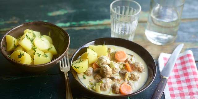 Blanquette van balletjes met groentjes