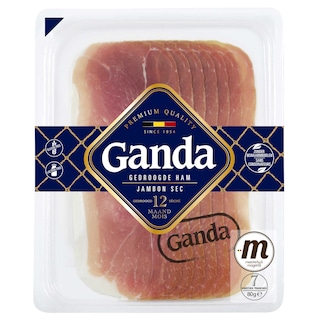 Ganda | Jambon cru | Séché naturellement | Tranches 