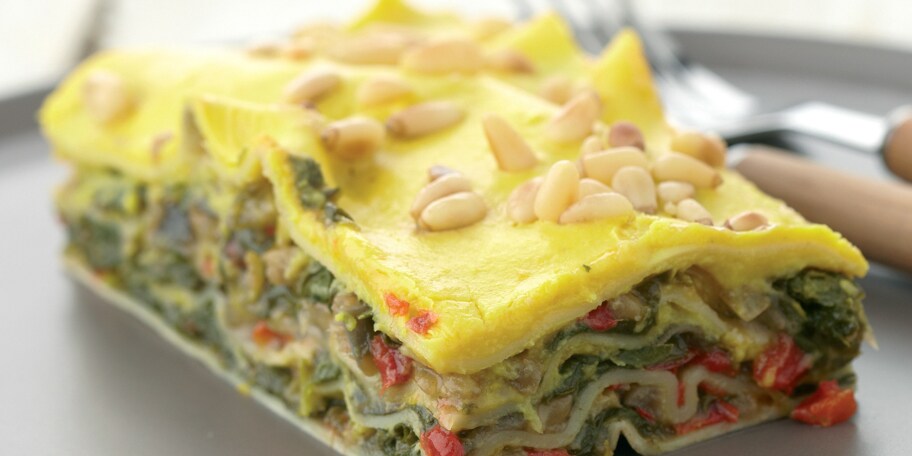 Verse lasagne met spinazie en venkel-saffraansaus