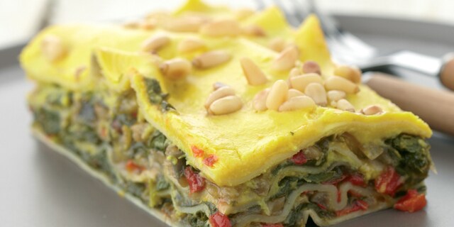 Verse lasagne met spinazie en venkel-saffraansaus