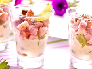 Verrines au poulet et aux raisins