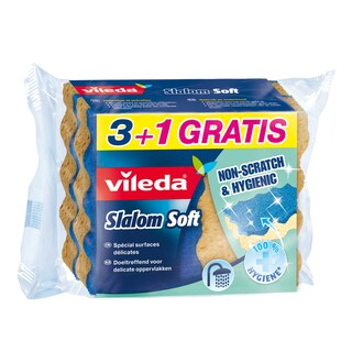 Vileda | Eponges | Slalom Soft | 3+1 gratuit 4 pc