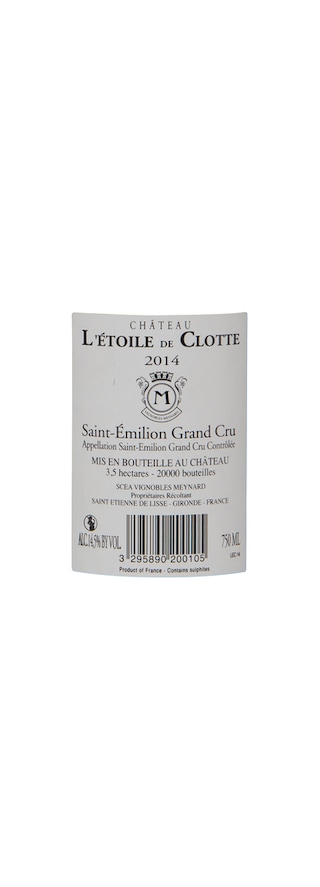 France - Frankrijk | Bordeaux - Saint-Emilion GC | L'Etoile de Clotte Grand Cru 14 Rouge 