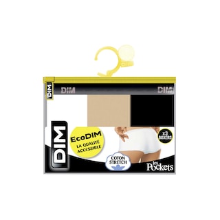 Dim | EcoDIM | Boxers coton | wit/beige/zwart | 44/46 