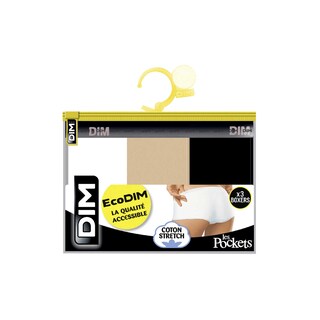 Dim | EcoDIM | Boxers coton | wit/beige/zwart | 44/46 