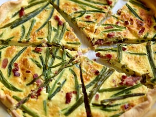 Quiche met groene boontjes en spekjes