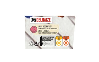 Delhaize | Mini cornets vanille et chocolat 