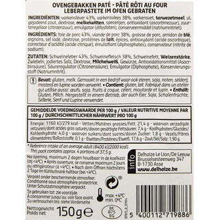 Delhaize | Pâté rôti au four | Tranches 150 gr