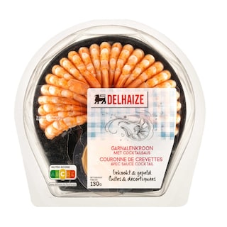 Delhaize | Couronne de crevettes | Cuites | Sauce cocktail 