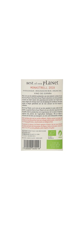 Espagne - Spanje | Valencia | Monastrell | Best planet | 75cl | 2019 | Vin rouge | Bio 