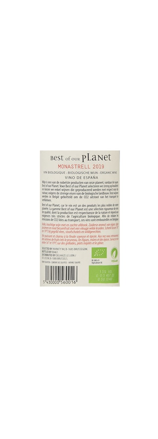 Espagne - Spanje | Valencia | Monastrell | Best planet | 75cl | 2019 | Vin rouge | Bio 