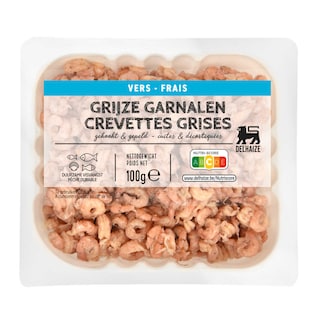 Delhaize | Grijze garnalen|Noordzee|Gekookt-Gepeld 