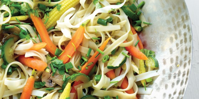 Wok de mini légumes aux nouilles