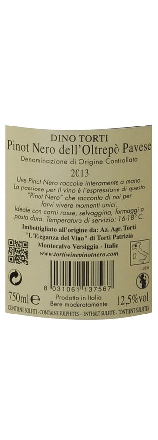 ITALIA - LOMBARDIA | Lombardia | Torti Dino Pinot Nero 2013 Rouge 